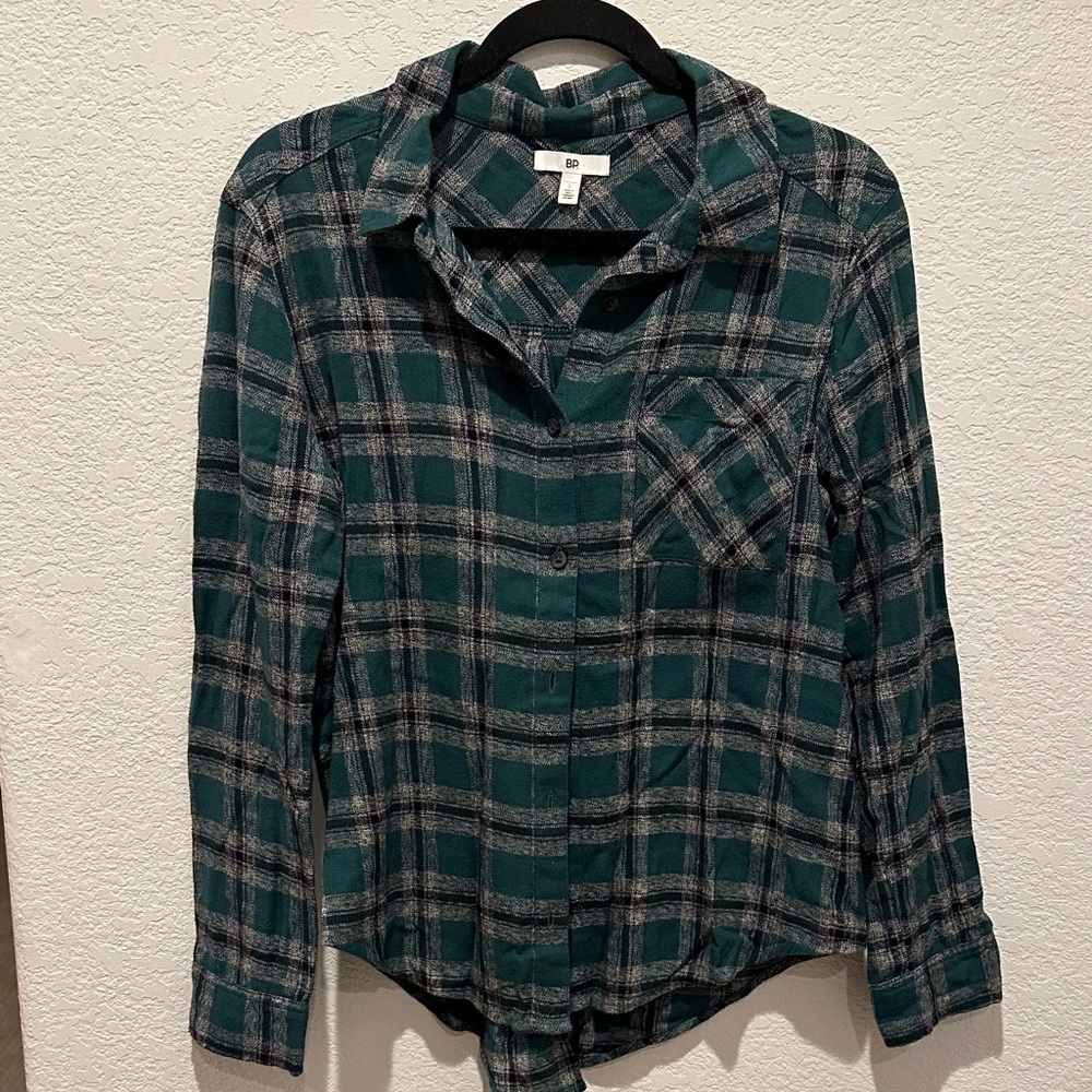BP Green and Gray Plaid Shirt